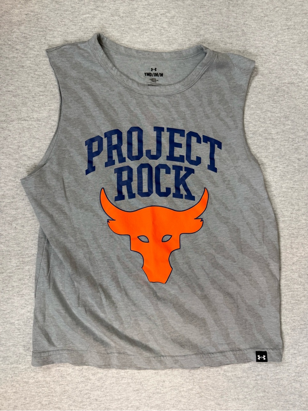 Under Armour Boys’ Project Rock “Show Your Bull” Sleeveless Tee Gray - Size Med